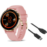 Garmin smartwatch Venu 3S GPS, Wi-Fi, Pink Dawn + Soft Go vista frontal