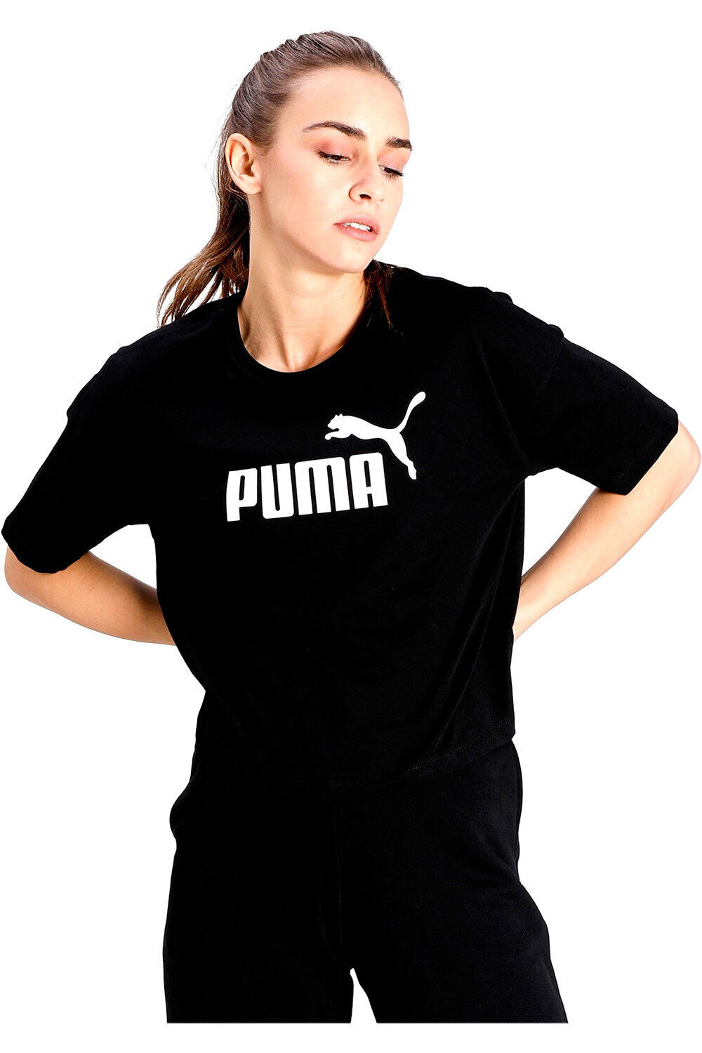 Puma camiseta manga corta mujer ESS Cropped Logo Tee vista frontal