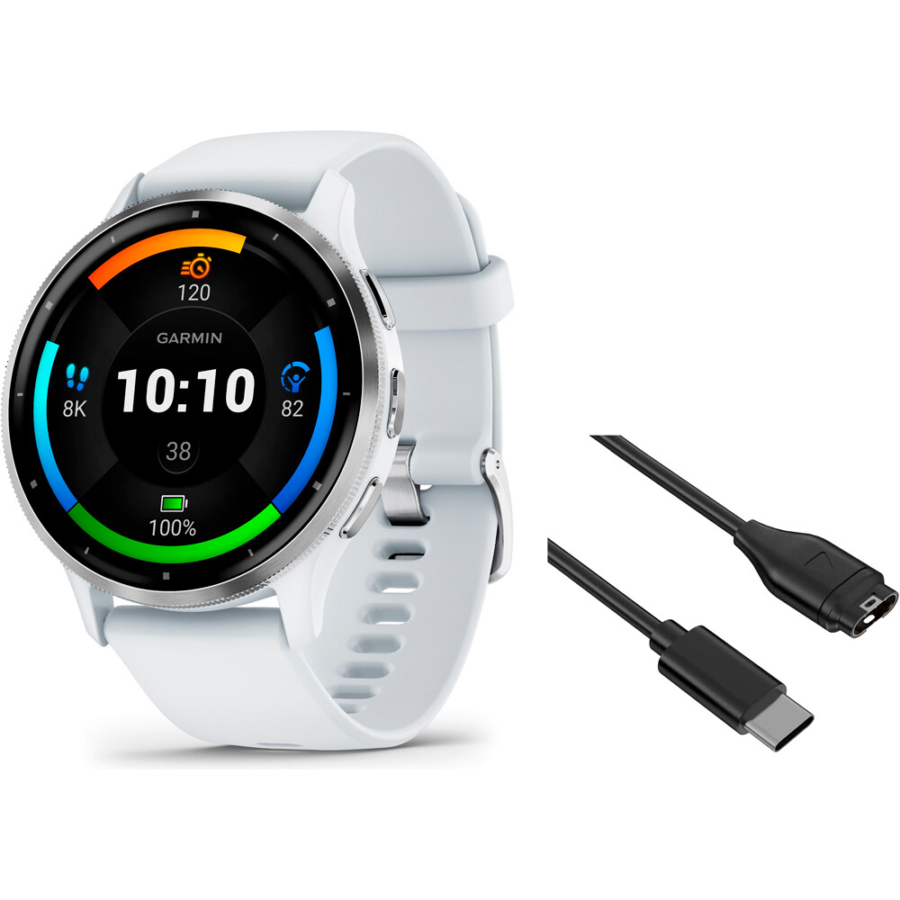 Garmin smartwatch Venu 3 GPS, Wi-Fi, Whitestone + Passiva vista frontal